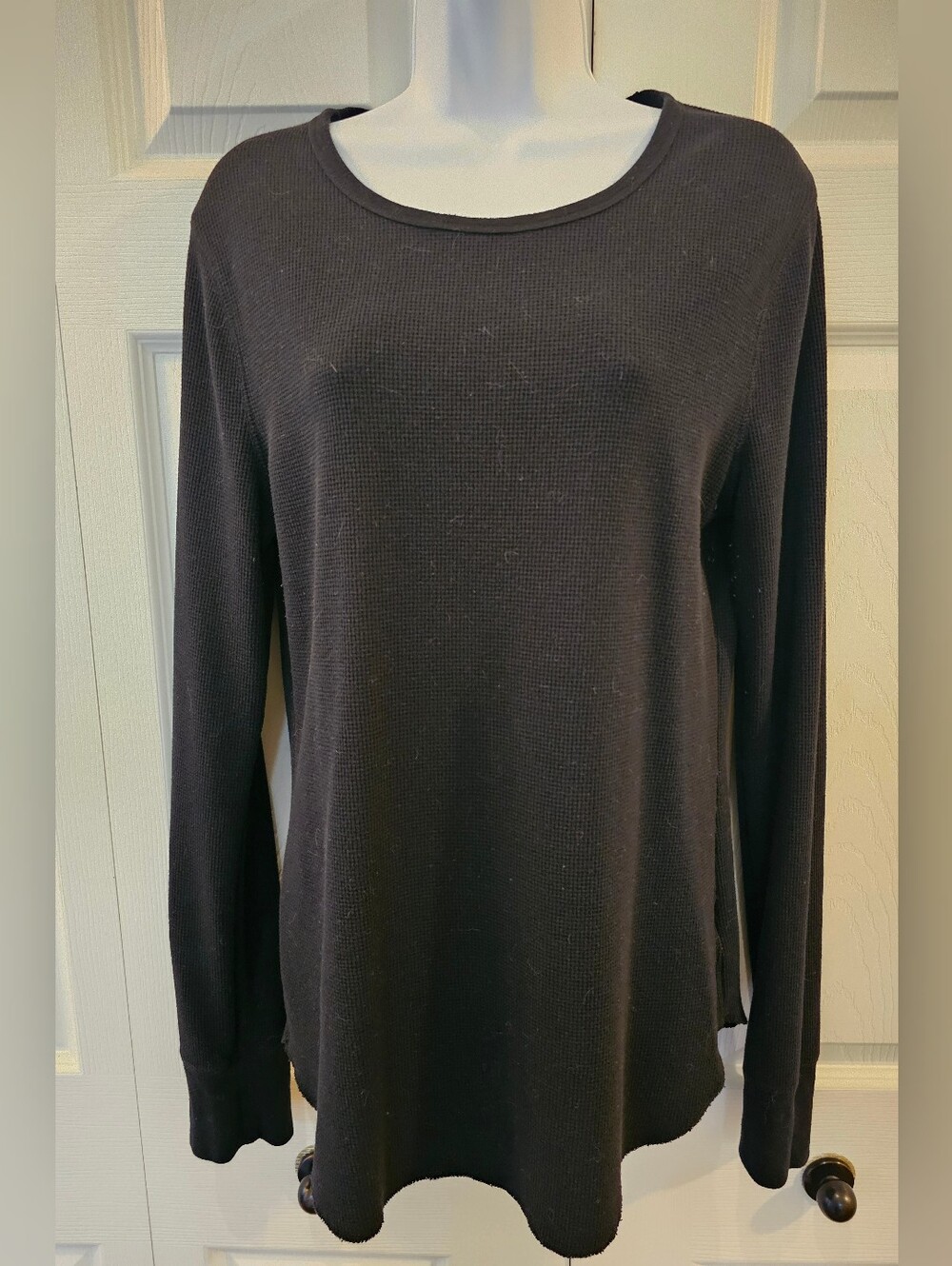 Old Navy Black Thermal Waffle Knit Long Sleeve Top - XL Tall
